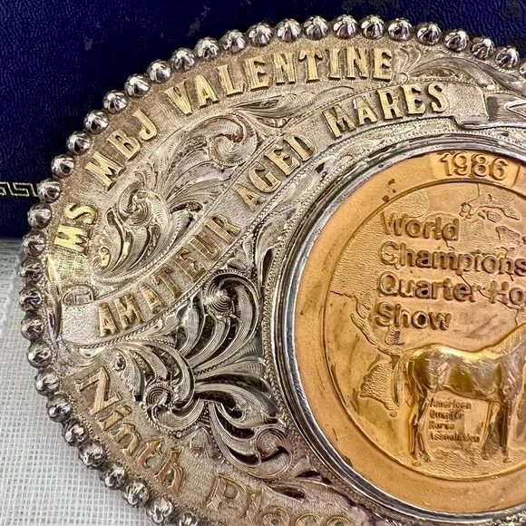 Vogt 1/10 10K Sterling AQHA 1986 World Show Amateur Aged Mares 9th Buckle